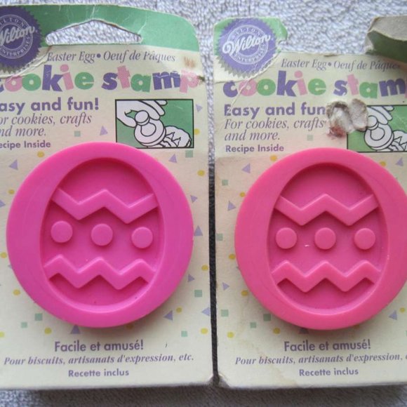 2 Wilton Easter Egg Cookie Stamp Plastic 1997 Decorating Stampers Baking Crafts - Picture 6 of 10